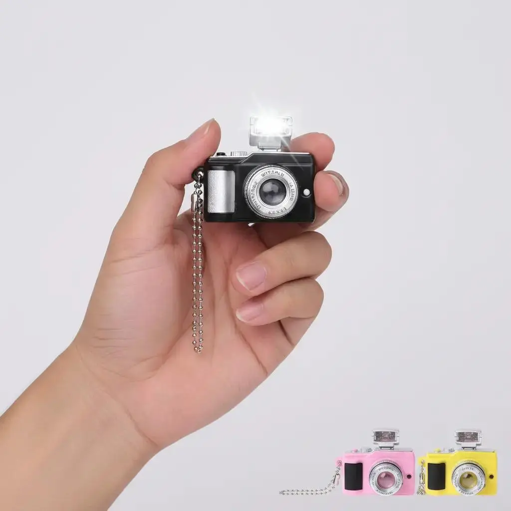 3 PCS Cute Mini Camera Shape Keychains - Compact Metal Body Fashion Costume Jewelry Accessories with LED Flashlight, Sound Function, Halloween Decor, Personalized Boyfriend Gift