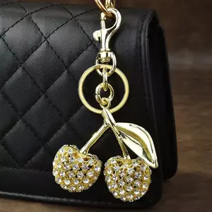 {Fashionable and versatile glittering cherry keychain} glittering fruit cherry keychain, versatile keychain for bags, suitable for couples, women, holiday gifts