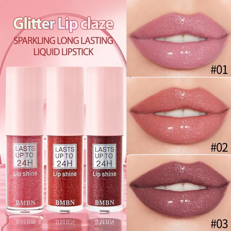 Three-Piece Pearl Gloss Lipstick Set, Moisturizing Lip Color Kit with Pearl Shine, Long-Lasting Makeup for Daily Use