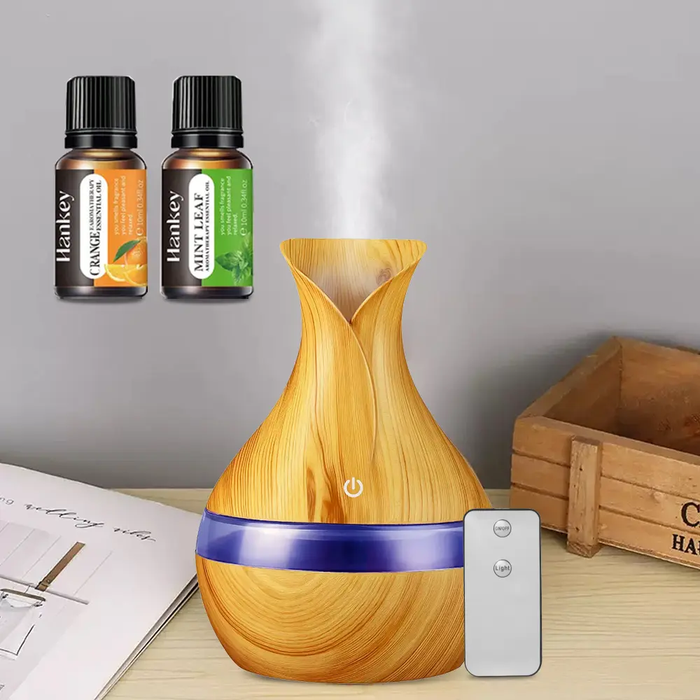 300ml Compact Remote-Controlled Ultrasonic Cool Mist Aroma Diffuser Humidifier - Ultra-Quiet Adjustable Automated Aromatherapy Home Appliance with Aurora Color-Changing Nightlight, Auto Power Off for Bedroom & Office, Sohochic