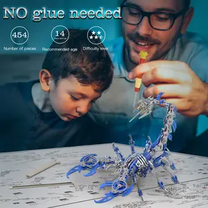 Scorpion 3D Metal Puzzles Kits for Adults Teens – 454 Pcs – Mechanical Assembly Models – 4 Hours to Build – Ideal for Gifts and Decorations
