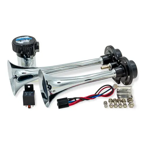 HornBlasters PsychoBlasters V2 12V Direct Drive Electric Horn Kit - Car Accessories, 12.5" Deep Horn, Compressor, Direct-Drive Fit on Vehicle for Cars, Trucks