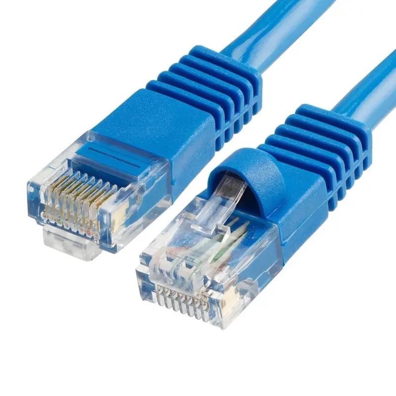 30ft Ethernet Patch Cable - Blue/Black Network Connection Cord with Clear Connectors