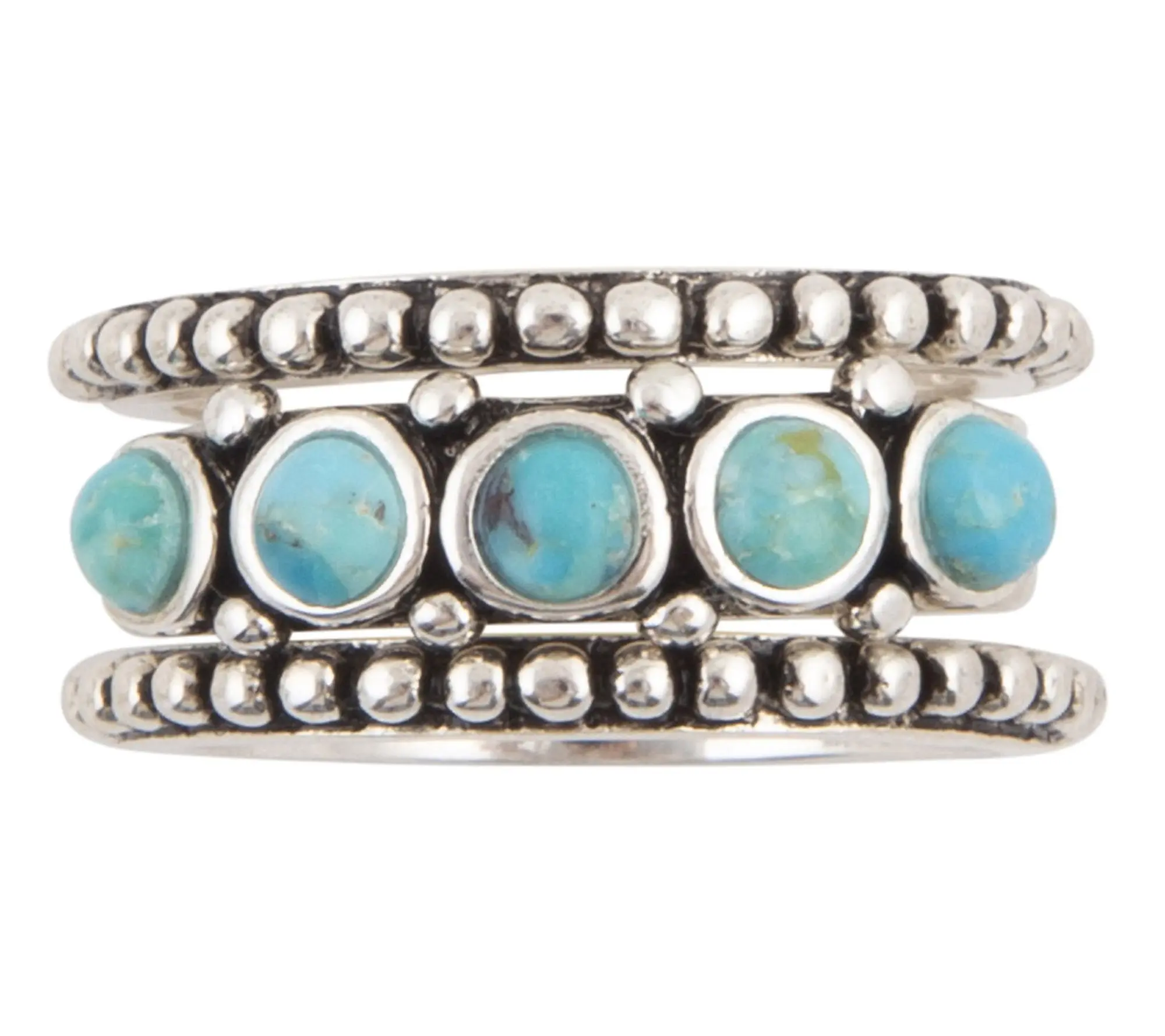 Barse Artisan Crafted Turquoise Stackable Ring Set