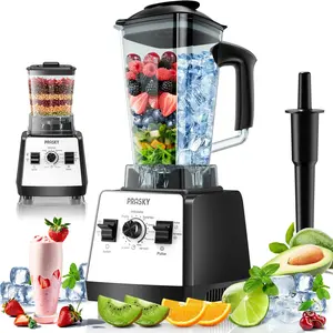 Prasky 2L/68oz Blender, 2cup, Smoothies Blenders, Max.2400Watts/1000Watts Blender and Grinder Combo 25000RPM Powerful Kitchen Blender  BPA Free 2 Containers Countertop Blenders Ice Crushing, Juice prasky professional blender