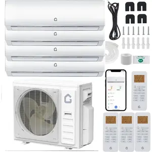 35000 BTU Quad Zone Mini Split AC Heating System 19 SEER2 4 Zone 9000 9000 9000 12000 BTU Ductless Split Air Conditioner w Pre-Charged Condenser Not Include Copper Tube Line Set 208-230V