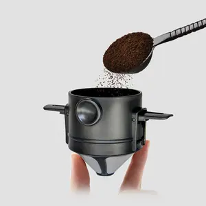 Stainless Steel Coffee Filter, Reusable Coffee Filters, 1 Count Reusable Paperless Coffee Funnel Filter, Portable Pour Over Coffee Dripper, Lightweight Reusable Filter, Coffee Making Tool, Kitchen Gadgets, Camping, Valentine's Day Gift