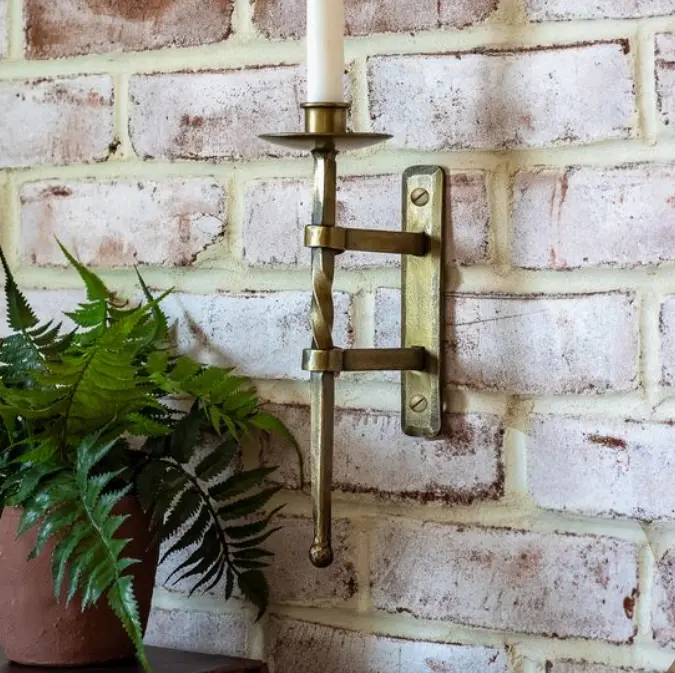 Antique Brass Wall Candle Holder