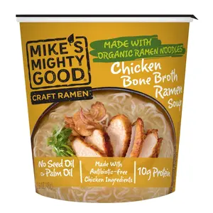 Mike’s Mighty Good Chicken Soup – 6-Pack 1.6 oz Each - Meat Ramen with Organic Noodles – Chicken Flavor – Instant, Quick Meal – Protein Ramen – Healthy Noodle Cup with Rich Broth
