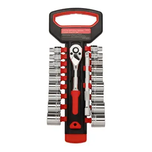 CASOMAN 21PCS 3/8" Drive Ratchet Socket Wrench Set with Shallow Sockets 6-24mm CR-V Steel 72 Tooth Quick Release Reversible Handle 6" Extension , #TikTokShopBlackFriday