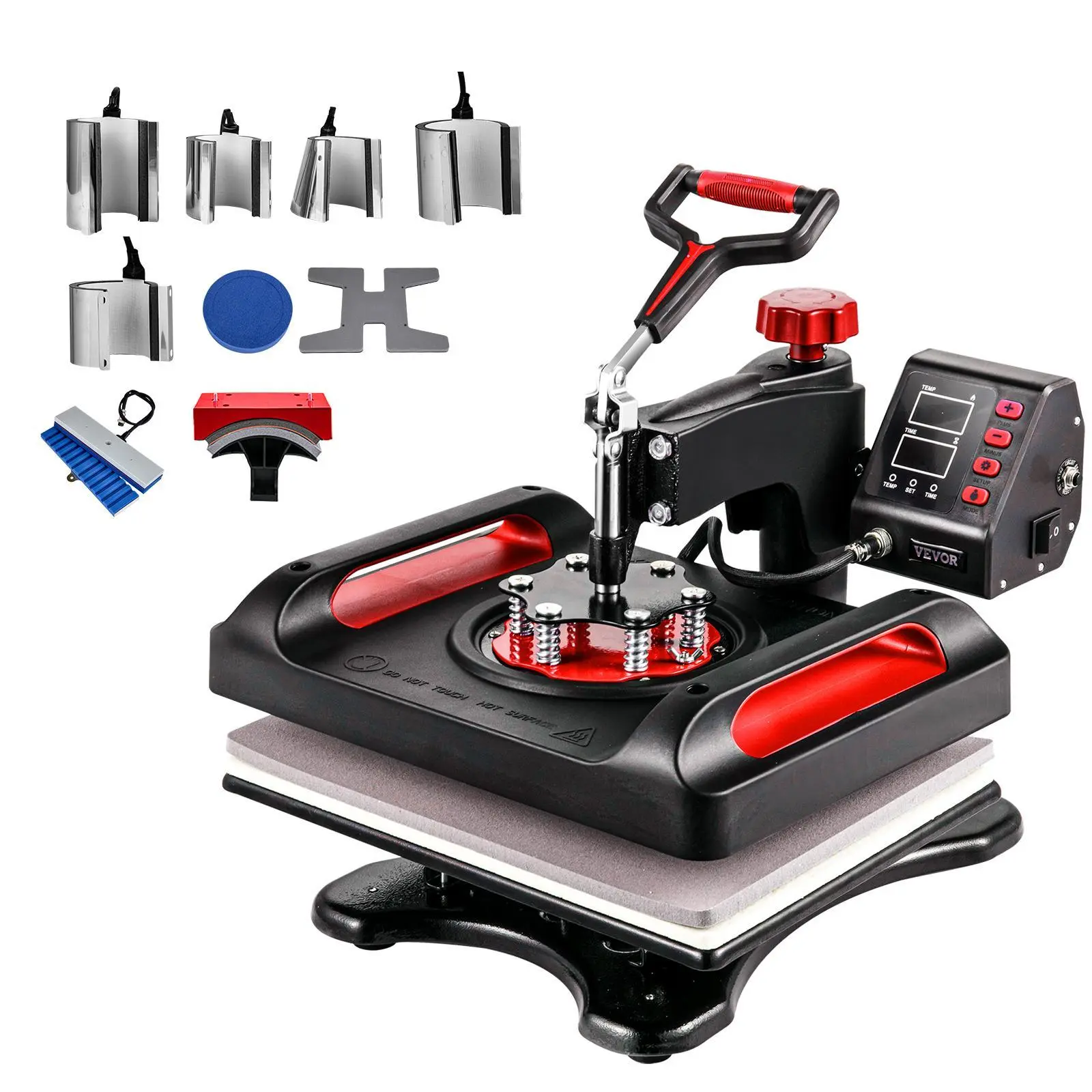 【Summerfinds】11-in-1 Digital Dual-Tube Heat Press Machine with LCD Screen, 12x15 in Clamshell Swing Away Sublimation Printer, DIY Craft Tool Craft Supplies for T-Shirt, Hat, Mug, Plate, Pen, Shoes (Black)