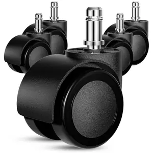 Office Chair Wheels Replacement, 5 count 2 Inch Office Chair Casters Heavy Duty, Computer Desk Chair Wheel Safe Mute Rotating Rubber Wheels for  Floors and Carpet, Universal Size Fits 99% by