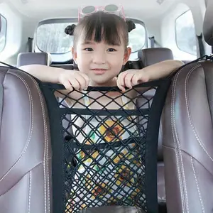 Car Interior Trunk Seat Back Elastic Mesh Net Car Styling Storage Bag Pocket Cage velcro Grid Pocket Holder Car Accessories Trun Car Storage Organizer