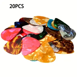 20 colorful guitar picks, guitar plectrums with abstract art patterns, suitable for acoustic guitars, electric guitars, ukuleles, and bass guitars (colors are random).Summervibes