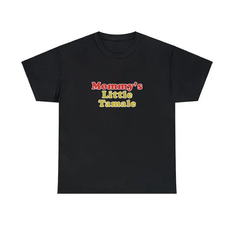 Men's Funny Text Print Graphic Tshirt, 'Mommy's Little Meatball' Parody, Casual Soft Short Sleeve Round Neck Menswear
