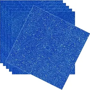 6 Sheets Graduation Cap Decoration Blank Grad Cap Topper Self-Adhesive Glitter Grad Hat Topper Cover Decor for 2026 DIY Graduation Cap Decoration, Blue