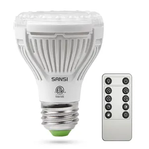 SANSI Dimmable Grow Light Bulb, Full Spectrum with Remote Control, Auto On Off Timing 4 8 12 Hrs, 10W PAR20 (150 Watt Equiv) Grow Lamp with Optical Lens for High PPFD, Energy Saving for Indoor Plants