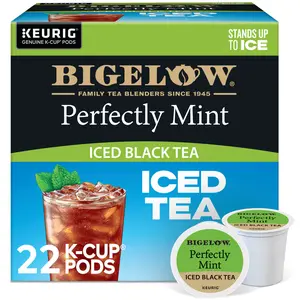 Bigelow Perfectly Mint Iced Black Tea - Keurig K-Cup Pods - Black Tea - Spearmint Flavors - Single Serve Tea Drinks