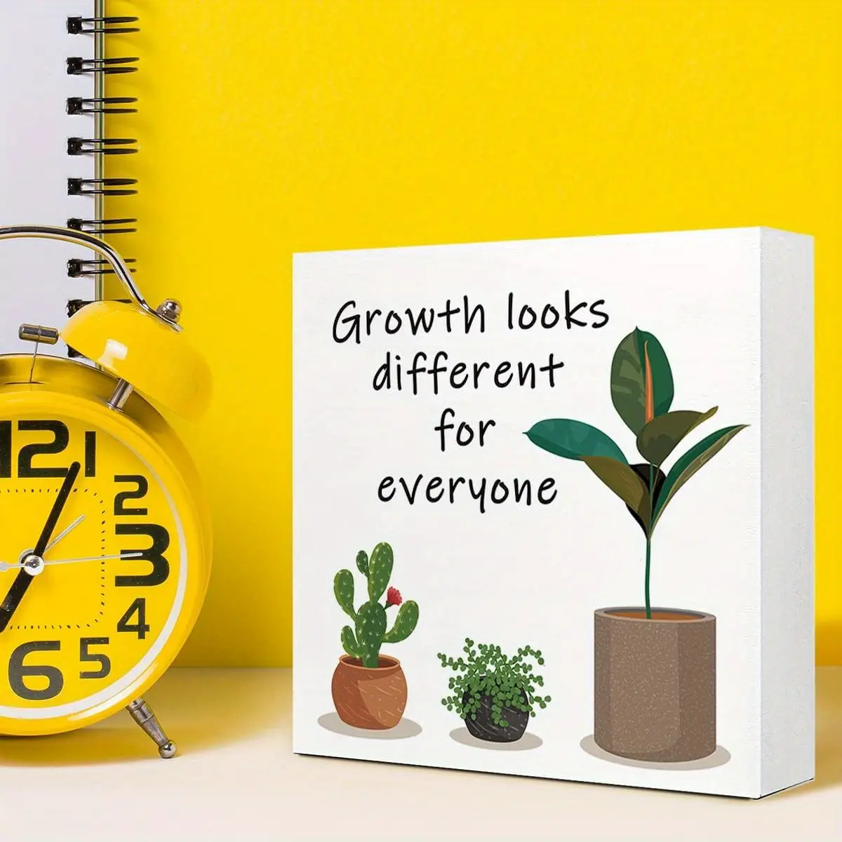 Inspirational PVC Block Sign, Growth Looks Different for Everyone Plant Motivational Block Sign for Home Bedroom Office Desk Table Decor, Inspirational Cheer Up Gift for Coworker Friend