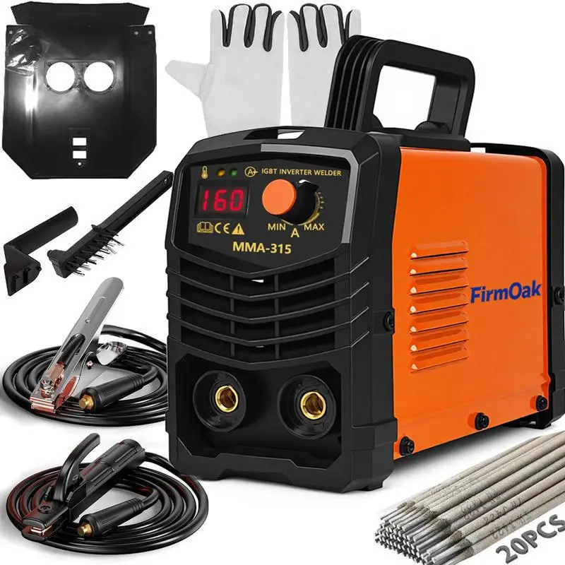 FirmOak 110V 160A Mini Stick Welder Kit, Portable IGBT ARC Welder with Digital Display, Hot Start, Arc Force, Anti-Stick & Auto Power-Off for Home DIY and Repair