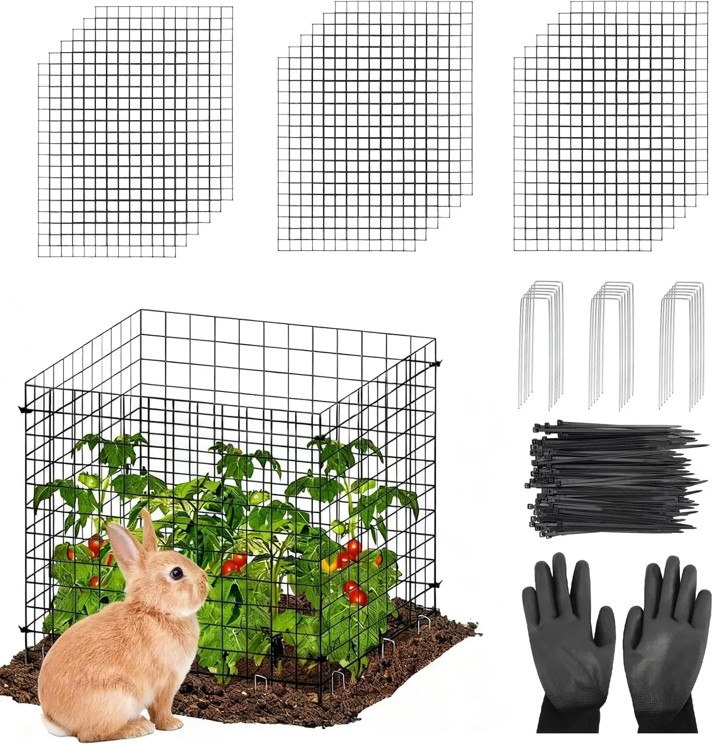 18 Pack Round Plant Protector from Animals, 7"x12" Metal Wire Mesh Garden Plant Cages, DIY Adjustable Garden Fencing Rabbits Chickens Ducks for Vegetables, Flowers & Shrubs