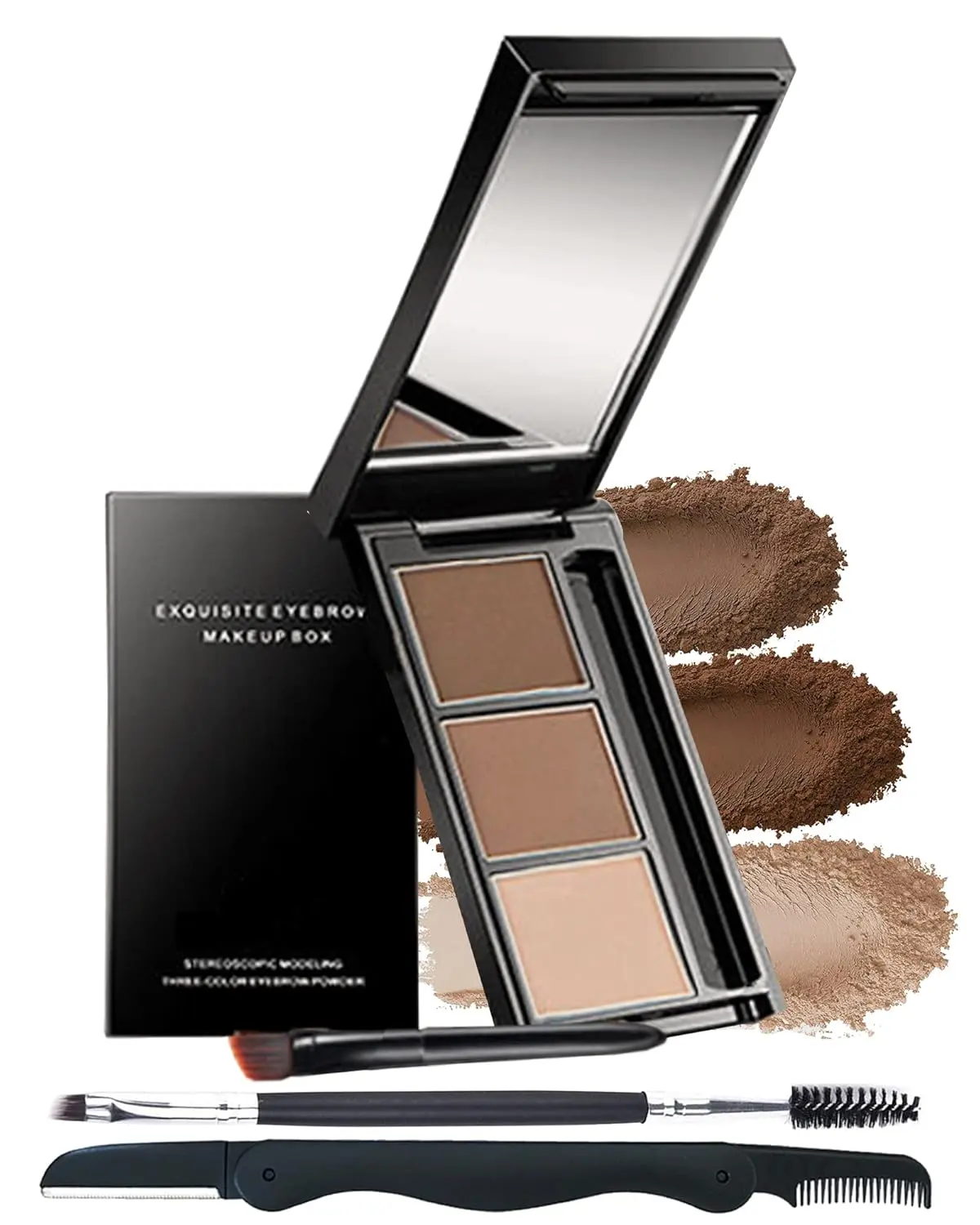 Eyebrow Powder Kit,Waterproof Eye Brow Tinting Filler Palette Set for Women | Eyebrow Makeup Kit with Brush Razor,Dark Light Brown Nude Brow Powder,Fill & Sculpt Full Brows,Thanksgiving Christmas Makeup