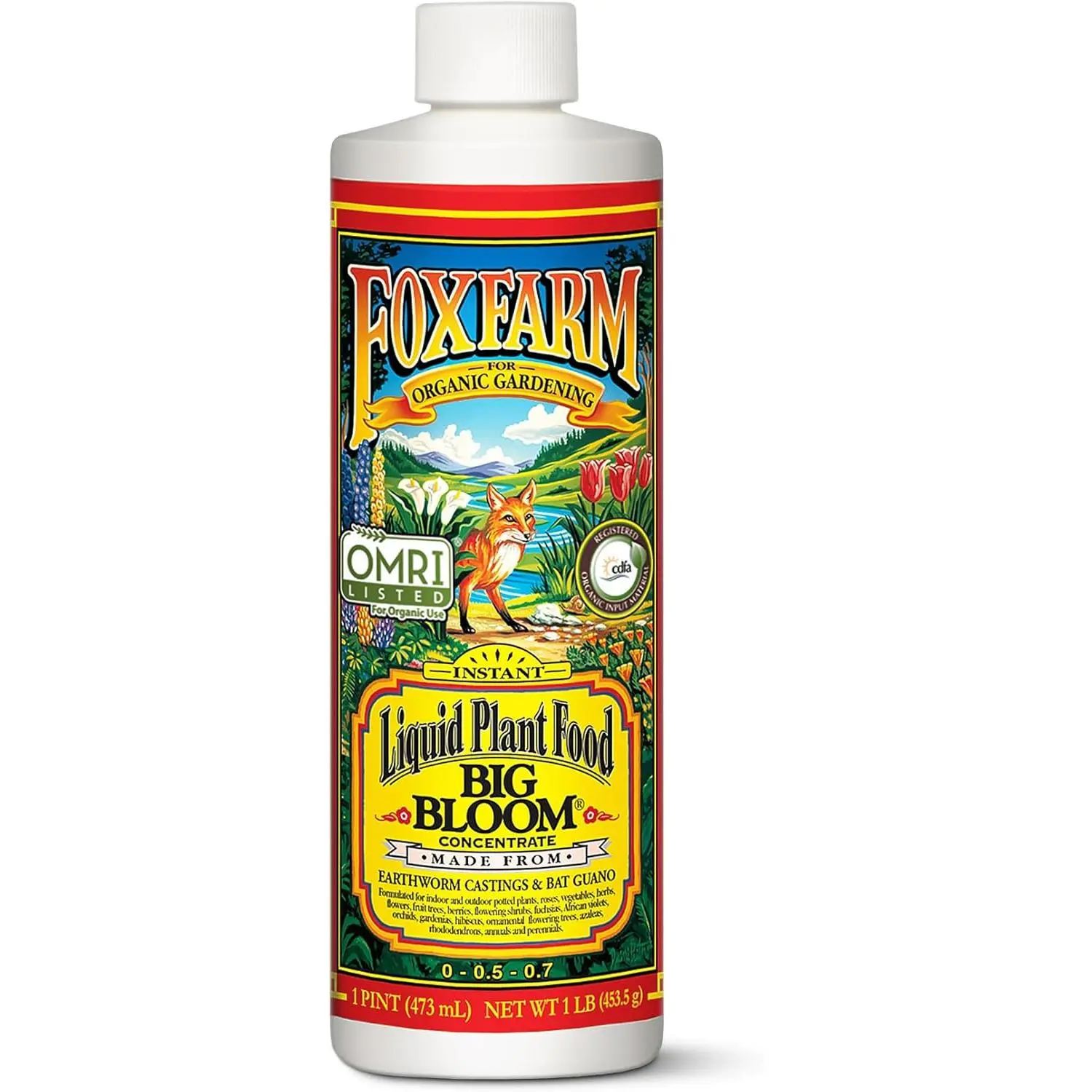- Big Bloom Plant Food, Liquid Fertilizer Concentrate for Flowers, Fruits, and Vegetables, All Purpose Plant Fertilizer for Indoor & Outdoor Potted Plants, NPK 0-0.5-0.7 (Pint)