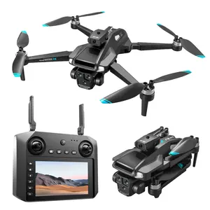 Outdoor Aerial Toy Drone M22 with 2 Batteries Long Endurance Beginner Screen Control Brushless Optical Flow 4.5 Inches Large Screen Remote Control Include Card Reader Carry Bag Folding