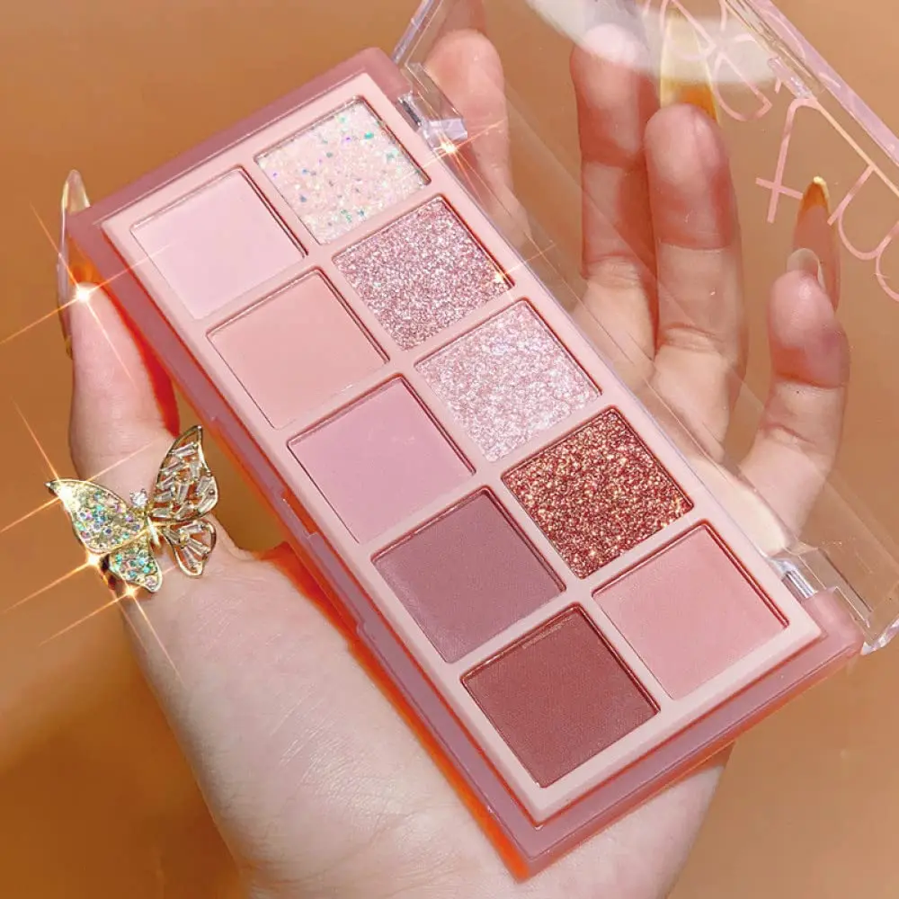 Light Pink Eyeshadow Mini Set (03) - 10 Matte, Shimmer, Glitter Pink Pastel Brightening Powder Shades, Waterproof, Long-Lasting Dry Formula, Daily Wear Cosmetic for Makeup Enthusiasts, Pink Pastel Eyeshadow