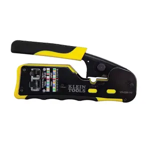Professional Ratcheting Ethernet Wire Crimper, Stripper, and Cutter for Pass-Thru Connections Klein Tools