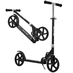 Lightweight Collapsible 2-Wheel Kids Scooter – Large Wheels – 4-Level Adjustable Height – Easy to Carry – Perfect for Boys & Girls Ages 6+ – European Black