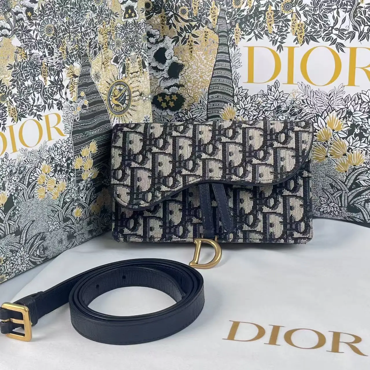Pre-owned Dior Christian Saddle Shoulder Bag Oblique Jacquard Crossbody Handbags, Fashionable Purse, High Quality Purses Crossbody Bag, High Quality Bag