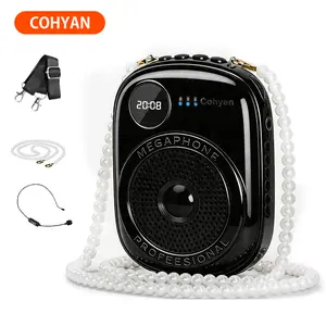 COHYAN K18 Portable Voice Amplifier with Headset & Wireless Microphone 10W Output 1800mAh Battery Bluetooth 5.0 TF Card Slot Smart Battery Display for Teachers Tour Guides Yoga Speech Training Gifts-Black -and Pink,summerwins