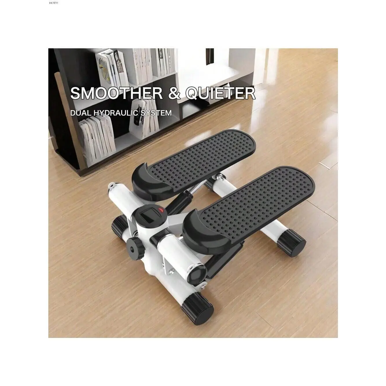 Fitness equipment  Steppers Exercise 300 Lb Loading Capacity Mini Stepper Stair With LCD Monitor For Home Office Cardio Fiess Full Body Workout White Black Sier