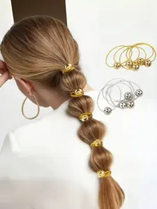 5 Stylish Sweet Round Ball Hair Ties, High-End Elastic Hair Bands, No Damage Hair Accessories for Effortless Styling