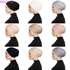 2026 Soft Stretchy Hijab Undercap, Solid Color Chemo Head Wrap Turban, Breathable Hair Cover Cap for Women, Comfortable Headwear for Daily, Sports & Medical Use