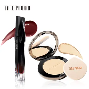 [HOT 2PCS] TIMEPHORIA Stellar Dust Lip Stain + Timeless Optima Cover Blur Powder Foundation Flawless Blurring Finish, High Coverage Tint, Long-lasting & Moisturizing Makeup Kit