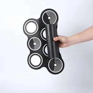 Roll it up & rock anywhere! 7-pad electronic drum set with built-in speaker & LED lights — perfect for beginners & kids