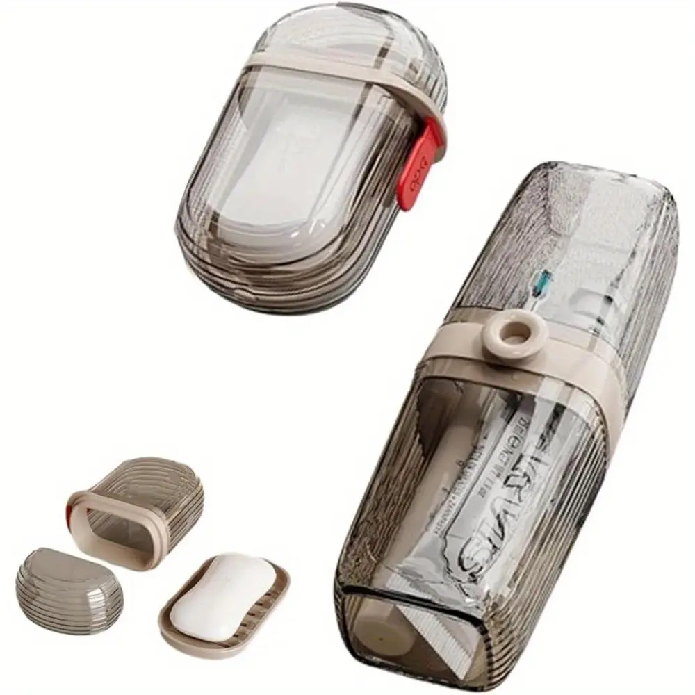 2pcs Storage Travel Mouthwash Cup Toothbrush Soap Box Cup Toothbridge Storage Set Portable Household Toothpaste Toothbrush Box Kitchenware Bathroom Organizer