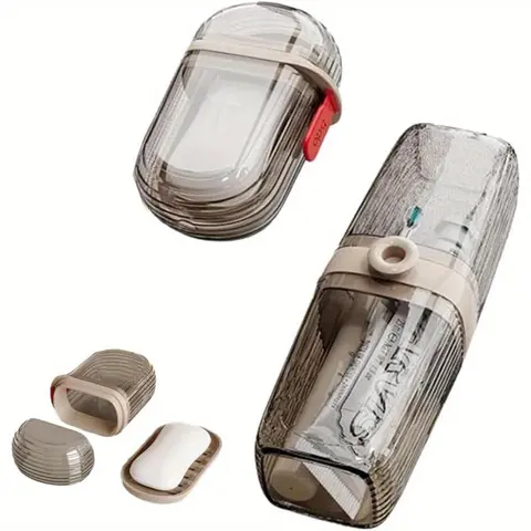 2pcs Storage Travel Mouthwash Cup Toothbrush Soap Box Cup Toothbridge Storage Set Portable Household Toothpaste Toothbrush Box Kitchenware Bathroom Organizer