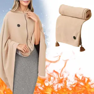 Portable USB electric blanket shawl, women's warm shawl -38 * 35 * 9, three-level temperature regulation, ultra soft fabric, 10W power, suitable for indoor/outdoor Christmas gifts for home/office/travel