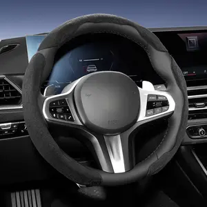 Alcantara Suede Steering Wheel Cover New Sporty Design Segmented Non-slip Quick install Ultra-thin Suitable For X3/3 Series/X1/X5/X2/X4/5 Series/X6/X7/iX/i4/i5/i7/2 Series/4 Series/1 Series/7 Series/8 Series/Z4/XM/iX1/iX2/iX3 Black Brown Orange Red Green