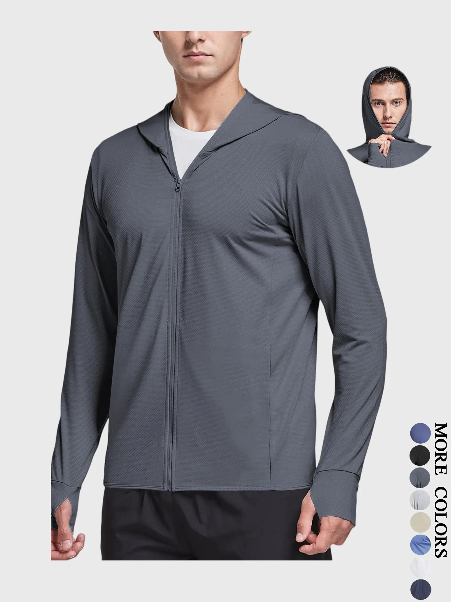 Men's Premium Hooded Zip-Up Jacket - Active Men's Lightweight Jackets, Advanced UV Protection (UPF 50+), Breathable, Quick Dry, 4-Way Stretch Outdoor Athletic Outerwear for Hiking, Fishing