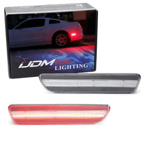 iJDMTOY For Ford 2005-09 Mustang, Clear Lens Red Full LED Rear Side Marker Light Kit Powered by 54-SMD LED