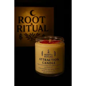 Attraction Candle (4oz Jar) with Spell Card: Magnetism • Romance • Abundance • Beauty • Desire