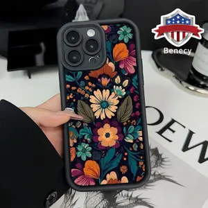 for iPhone 13 Retro Flower Creative Pattern Case for iPhone 17 16 15 14 Pro Max 13 12 11 Air XR XS Plus E Shockproof Full Camera Protection Durable slim Silicone Cover