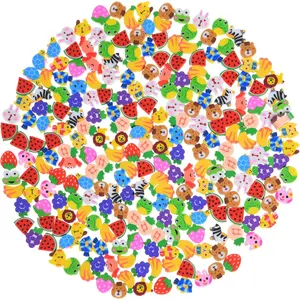 Mini Erasers for Kids Bulk, 300 Pieces Small Fun Cute Animal Fruit Erasers