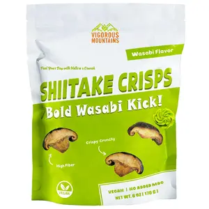 Wasabi Flavored Shiitake Mushroom Crisps | Crunchy Vegan High Fiber Healthy Snack | 6 oz (170g)