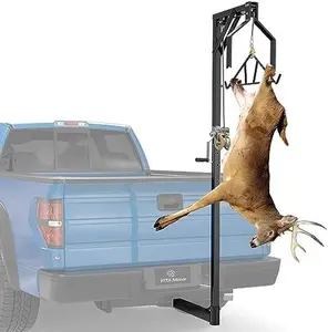 YITAMOTOR 2" Trailer Hitch Mounted Deer Hoist, Adjustable Deer Lift Truck Hitch Game Hunting Hoist with 360 Degree Winch Lift and Gambrel Set,500lbs,Black