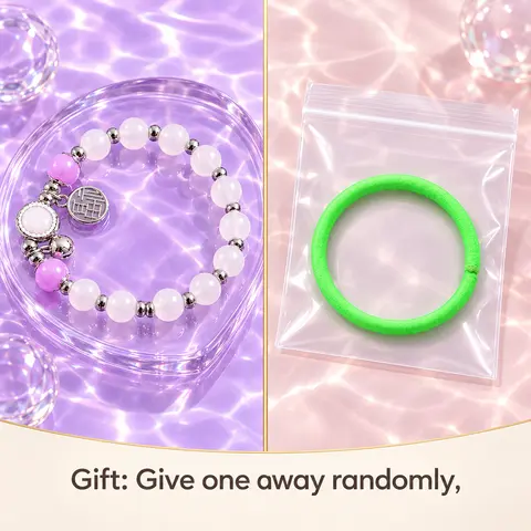 【Gift】Complimentary Gift - White and Purple Beaded Charm Bracelet, Stretch Costume Jewelry Accessory, Random Style, Not Sold Separately, Charm Bracelets, Cute Accessories, Casual Wear